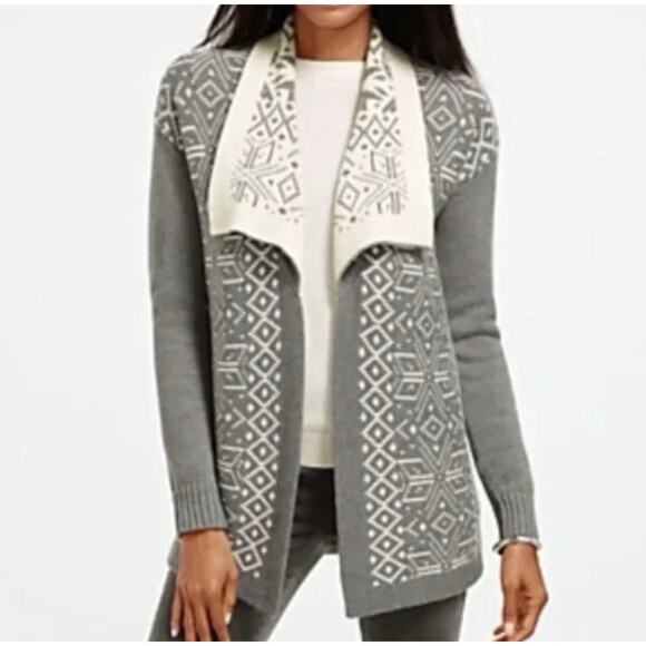 Talbots Petites Womens Fair Isle Cardigan Sweater Wool Cashmere Blend Size LP - Picture 2 of 8